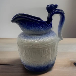 Vintage Rockingham Pferdekopf blau und weiß Krug - Bild 1 von 7