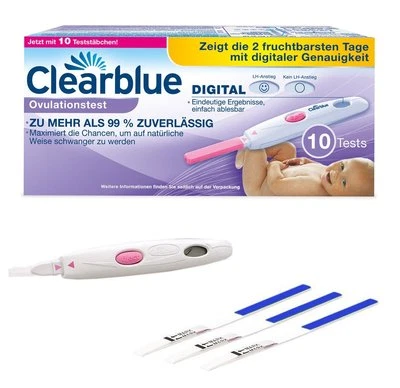 Clearblue Test Ovulazione Digitale - Confezione da 10 Bastoncini Test + 5 Test Marca - Immagine 1 di 3