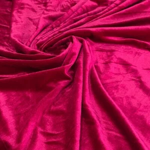 Velvet Fabric Stretch 60" Wide / By The Yard - Hot Pink Color - Picture 1 of 1