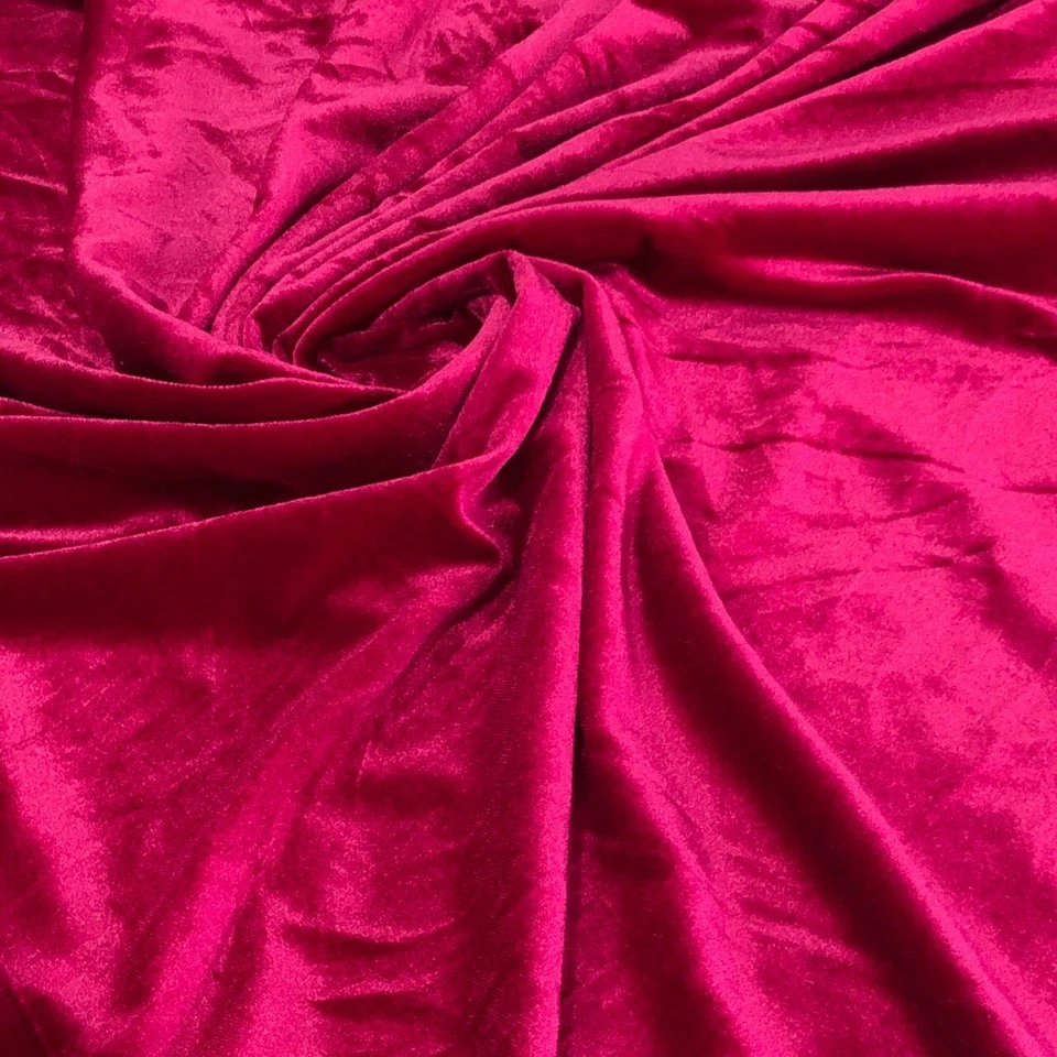 Velvet Fabric Stretch 60" Wide / By The Yard - Hot Pink Color - Image 1 of 1