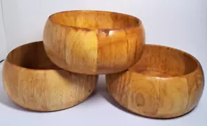 Julie Pomerantz Set of 3 Wooden Bowls 6"x 6"x 2.25" FLAW - Picture 1 of 10