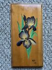Iris Flower Sign Woden Plaque Vintage Hand Painted Home Decor Antique