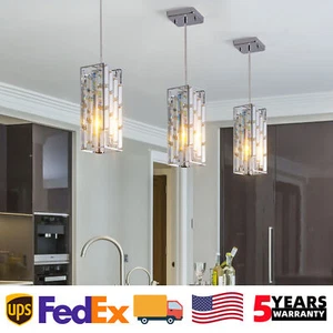 3 Pack Crystal Chandelier Chrome Ceiling Pendant Light Kitchen Island Fixture UL - Picture 1 of 8
