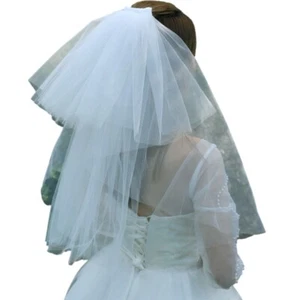 White Veil Face Veil Head Cover Mantilla Bridal Headpiece White Net Tulle Veil - Picture 1 of 8