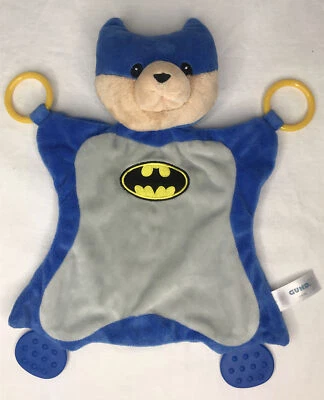 Baby Gund BATMAN Blue Gray Lovey Malone 4048723 Security Blanket Teether Rings - Image 1 of 4