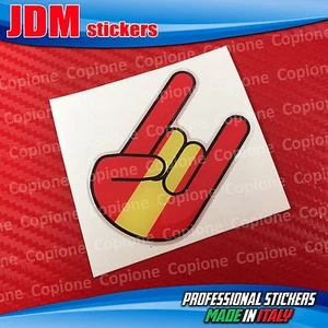 Adesivo 3D resinato STICKER Rocker Hand Corna auto moto ROMA giallo rosso - Picture 1 of 1