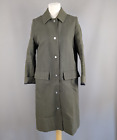 Cos Size 36 (Uk 10) Khaki Green Longline Military Style Mac Coat 100% Cotton