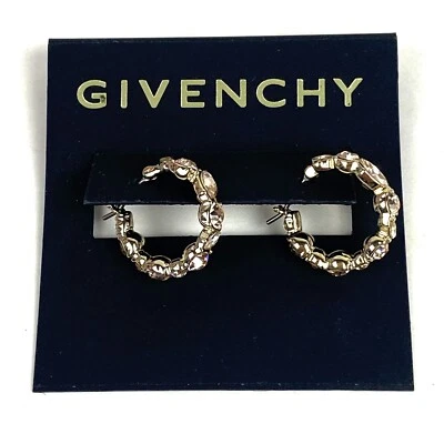 Pendientes de aro orgánicos de cristal tono dorado Givenchy de 0,7 pulgadas Foto 1 de 4