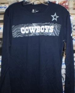 NFL DALLAS COWBOYS NIKE DRI FIT LONG SLEEVE SIDELINE T-SHIRT NAVY M MED NEW - Picture 1 of 4