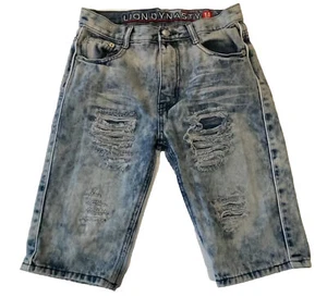 Denim Shorts Boy’s Size 14 Slim Faded Distressed Lion Dynasty - Picture 1 of 9