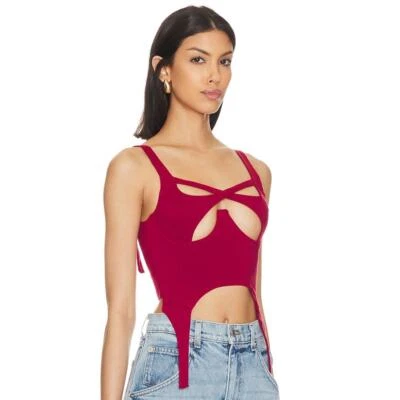 Superdown Sloan Top Bust Cut Out Burgundy Underwire Sleeveless Tank Sz XS - Image 1 of 4
