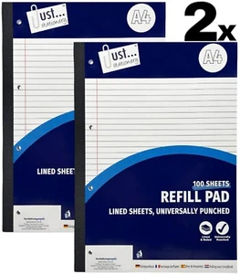 2x A4 lined Refill Pad 100 Page Notepad Memo Writing Ruled Student Office School - Picture 1 of 7