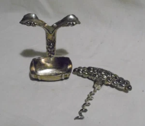 LBC A1 TIRE BOUCHON AVEC SUPPORT BOUCHON METAL ARGENTE Siléa CORKSCREW KORKENZIE - Picture 1 of 5