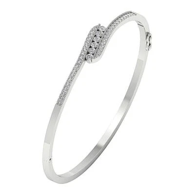 Beautiful Bangle Bracelet 14K White Gold VVS1 F 1.00 Carat Natural Round Diamond - Image 1 of 4