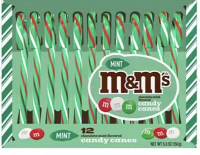 Bastones de caramelo con sabor a menta chocolate M&M's, paquete de 12. Ver abajo Foto 1 de 4