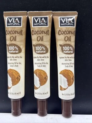 Aceite de coco hidratante 3Pk-Via Natural Ultra Care para cabello-cabelludo + tratamiento corporal Foto 1 de 4