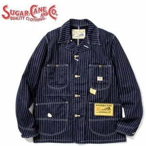SUGAR CANE Wabash Stripe Work Coat Men's #D2711A - Picture 1 of 18