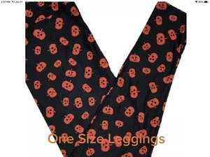 LulaRoe OS Halloween 2020 Pumpkins Leggings - Schwarzer Hintergrund - Neu ohne Etikett - Bild 1 von 3