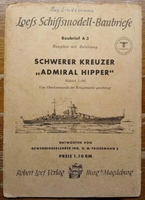 Loefs Schiffsmodell Baubriefe Nr.A3 Schwerer Kreuzer Admiral Hipper Gebraucht - Bild 1 von 2