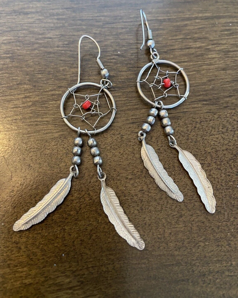 Pendientes colgantes/gotas estilo suroeste plateados plumas atrapasueños Foto 1 de 1