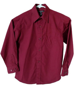 George Boys Maroon Long Sleeve Button Down Dress Shirt s-ch 6-7 EUC