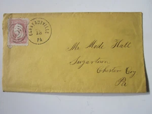 US 1860'S COVER CONNEAUVILLE PENNSYLVANIA TO SUGARTOWN FANCY CANCEL STAMP #65 - Picture 1 of 3