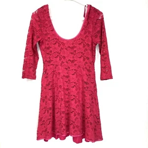 Free People Lace Dress Cotton Blend Pink Floral Sleeves Size Small - Picture 1 of 10