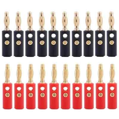 20x Bananenstecker Rot+Schwarz Banana Stecker Lautsprecherkabel vergoldet 4mm - Bild 1 von 4