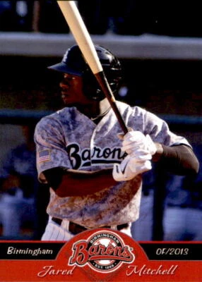 2013 Birmingham Barons Grandstand 13 Jared Mitchell New Iberia Louisiana LA Card - Image 1 of 2