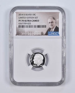 PF70 UCAM 2014-S Silver Roosevelt Dime Limited Edition NGC Special Label - Picture 1 of 5