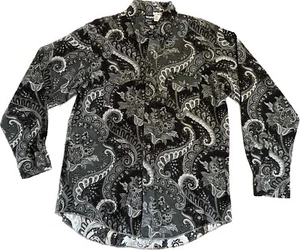 VTG Wrangler Cowboy Cut Regular Fit X-Long Tail Shirt Paisley Abstract Men 17-35 - Picture 1 of 13