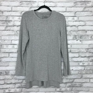 Bobbie Brooks Top Womens S Gray Crew Neck Tunic Cut Out Back T-Shirt Long Sleeve - Picture 1 of 6