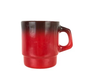 Vintage Anchor Hocking Fire King Red Black Ombre Gradient Coffee Mug Cup - Picture 1 of 8