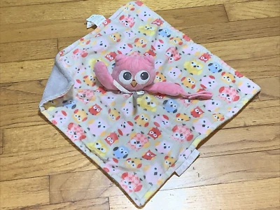 Blankets And Beyond Pink Owl Print Plush Lovey Blankie Security Blanket - Image 1 of 4