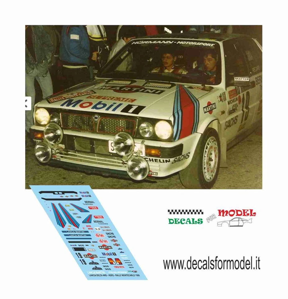 DECALS 1:43 LANCIA DELTA 4WD MARTINI HERO RALLY MONTECARLO 1988 - Immagine 1 di 1