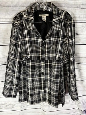 Vintage Requirements Plaid Blazer Jacket Size 14 Black White Houndstooth Y2K 90s - Image 1 of 4