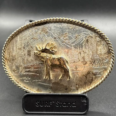 Пряжка для ремня Montana Silversmiths Etched Mountain Scene & Bull Elk N60418121 - Изображение 1 из 4