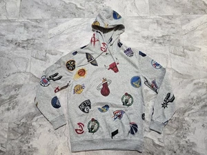 Ultra Game NBA Team Logos Pullover Hoodie Mens Sz M Gray Fleece Pullover Sweater - Picture 1 of 14