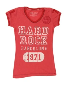 HARD ROCK CAFE Girls Barcelona Graphic T-Shirt Top 13-14 Years XS Pink AK15 - Picture 1 of 3
