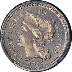 1875 Three (3) Cent Nickel Proof PCGS PR65 CAM Trader Bea Holder Nice Eye Appeal - Picture 1 of 4