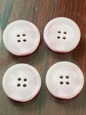 4 Hole Buttons Pink Frosted Flat Plastic 4 Total  1 Inch Round for Crafts Sewing - Image 1 of 4
