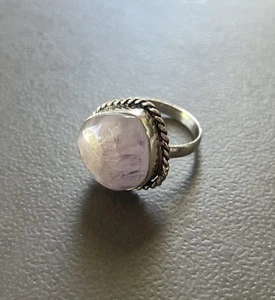 Anillo de Plata de Ley Piedra Púrpura Facetada Talla 6.5 Estilo Amatista Cuerda Boho - Imagen 1 de 6