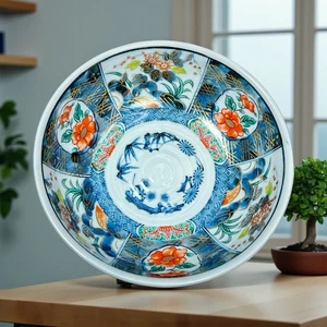 Cuenco poco profundo estilo porcelana Imari japonés raro vintage - Imagen 1 de 11
