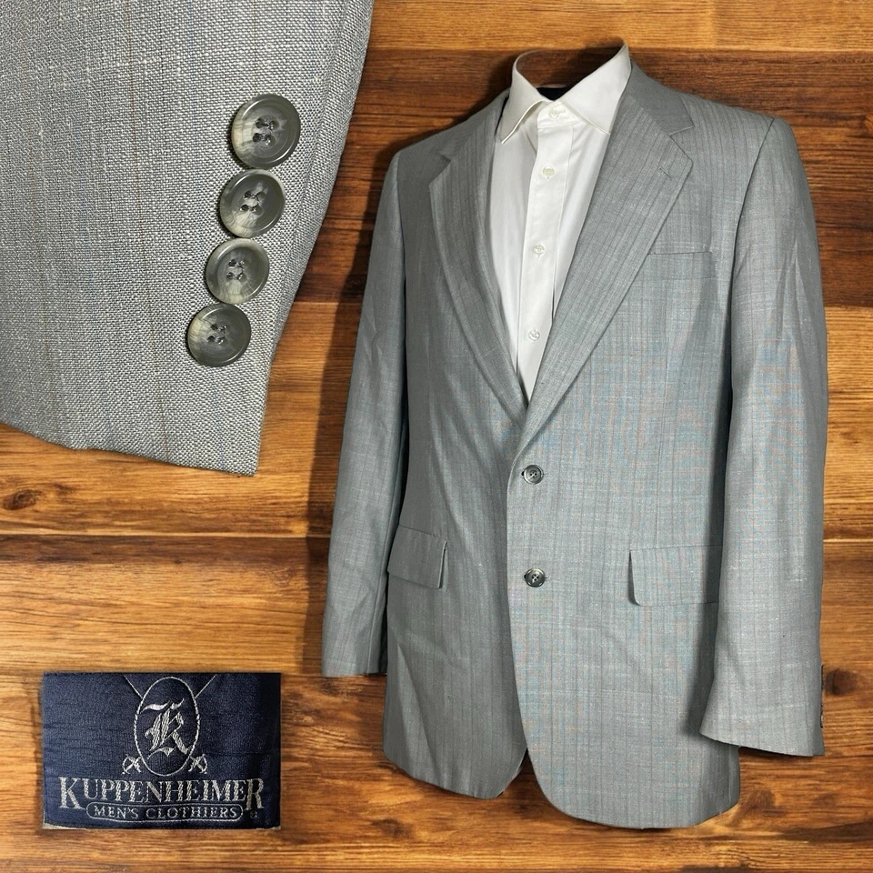 Abrigo deportivo Kuppeheimer vintage hecho en Estados Unidos para hombre 40L gris multicolor a rayas Foto 1 de 4