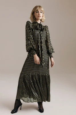 Queens of Archive Alabama Maxi Dress XS 8 10 New Current Puff Black Gold £345 - Image 1 of 4