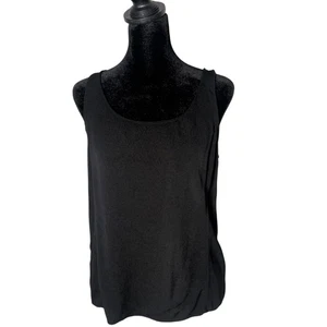 Eileen Fisher Scoop Neck Sleeveless Top Size M Black Cami Layering Minimalist - Picture 1 of 8