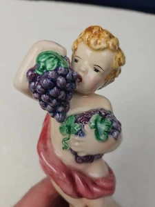 WIEN KERAMOS DAKON Nude Boy w/ Grapes Jugendstil Art Nouveau BACCHUS PUTTO 6.5” - Picture 1 of 11