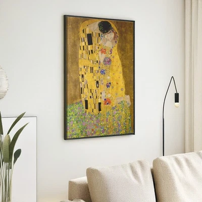 Reproducción de impresión El beso de Gustav Klimt - Arte de pared en lienzo - Regalo de decoración del hogar Foto 1 de 3