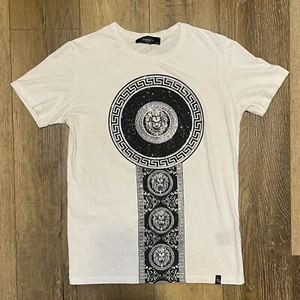 Avenue George V Paris T-Shirt weiß schwarz tailliert Tee Strass Löwe Bling Gr. SM - Bild 1 von 9