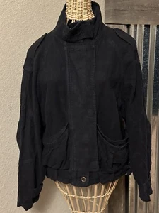 Chaqueta de moto Free People XS para mujer mezcla de lino negra pesada grunge gótica - Imagen 1 de 22